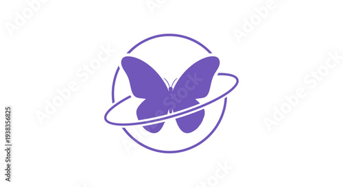 Purple Butterfly Icon Design Element.