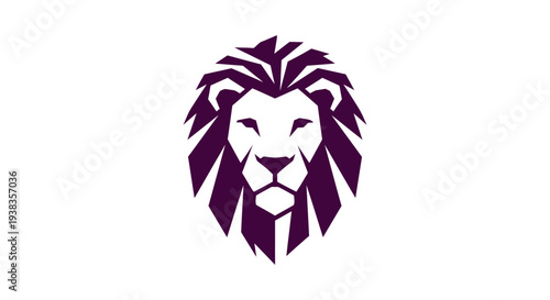 Purple Lion Head Logo Illustration Design.