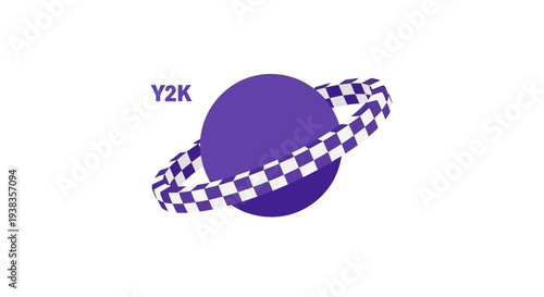 Purple Y2K Planet Design Element.