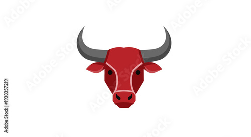 Red Bull Head Illustration with Horns.