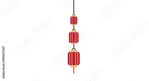 Red Chinese Lanterns Hanging Decorative Objects.