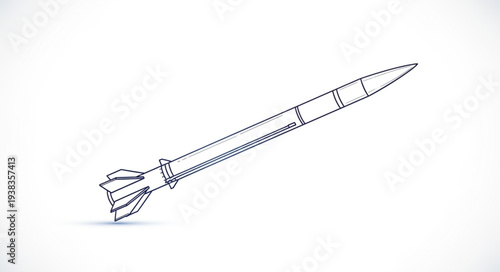 Simple Black and White Rocket Illustration.