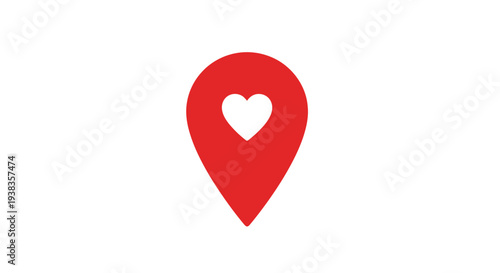 Red Location Pin with Heart.