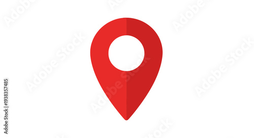 Red Map Pin Icon on White Background.