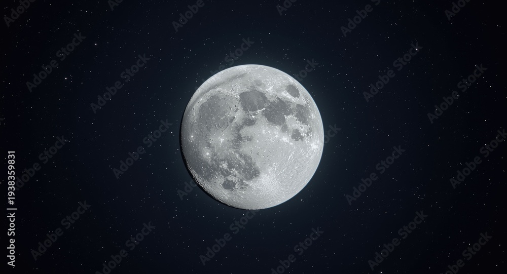 Naklejka premium Animated 3D moon shining brightly against a starry night background