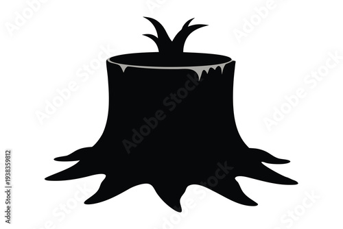 Tree Stump, Cut Wood Silhouette