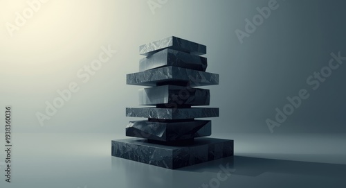 Balanced geometric abstract artwork featuring multiple planes