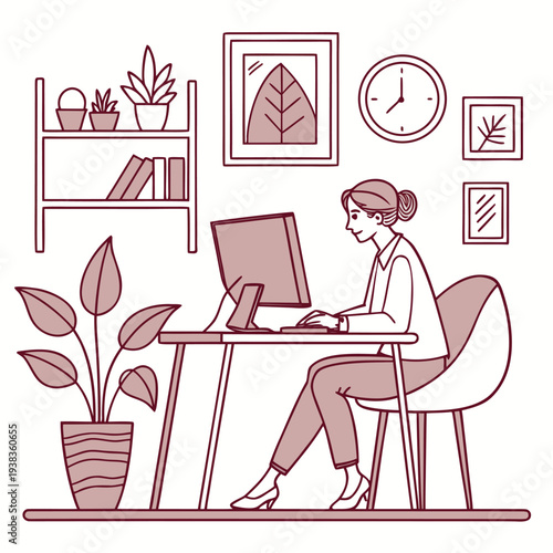 Minimalist Work From Home Illustration