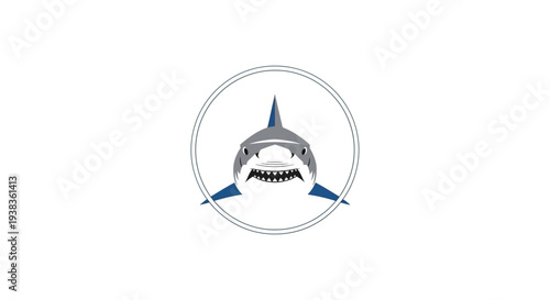 Shark Head Illustration with Open Mouth.