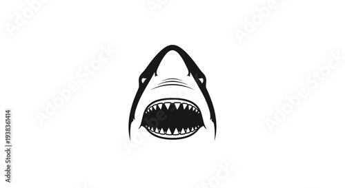 Shark Head Illustration with Open Mouth.