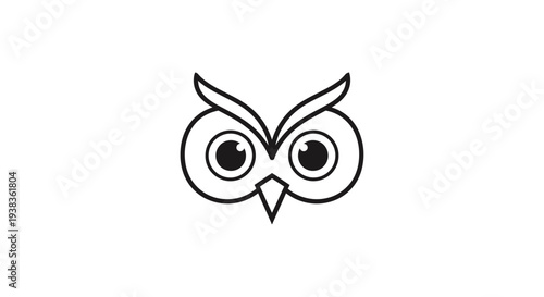 Simple Black and White Owl Illustration.