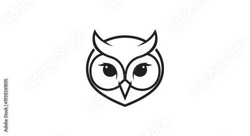 Simple Black and White Owl Illustration.