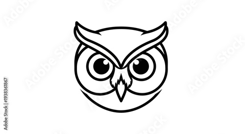 Simple Black and White Owl Illustration.