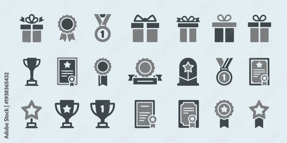 Fototapeta premium Collection of Awards and Trophies Icons in Various Designs and Shapes