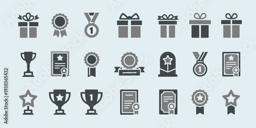 Collection of Awards and Trophies Icons in Various Designs and Shapes