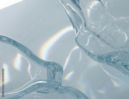 Transparent Abstract Liquid Glass Texture with Light Refraction Background