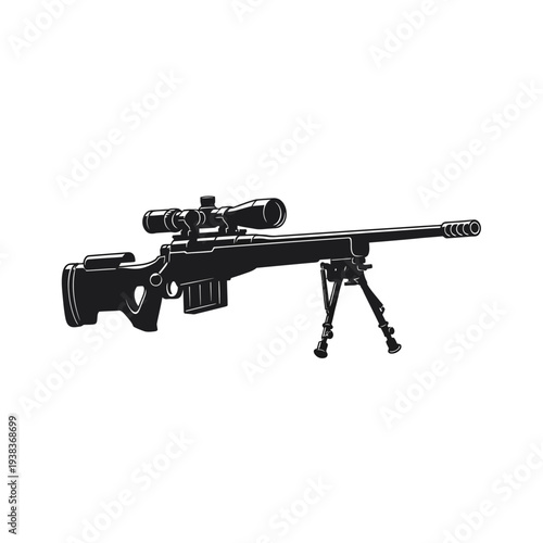 Sniper Rifle with Scope and Bipod, Precision Weapon for Long Range Shooting