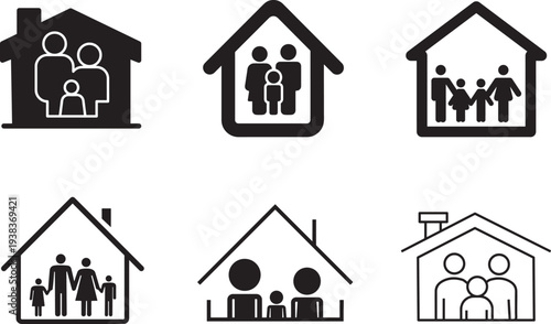  Home protection concept showing family in house for safety, shelter, and insurance theme