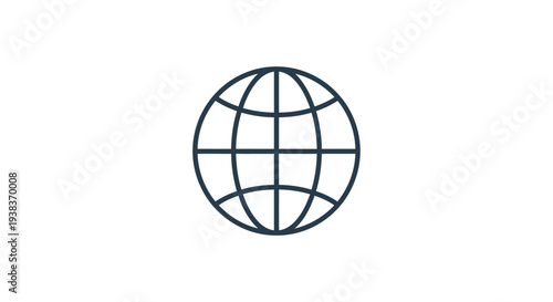 Simple Black Globe Icon on White Background.