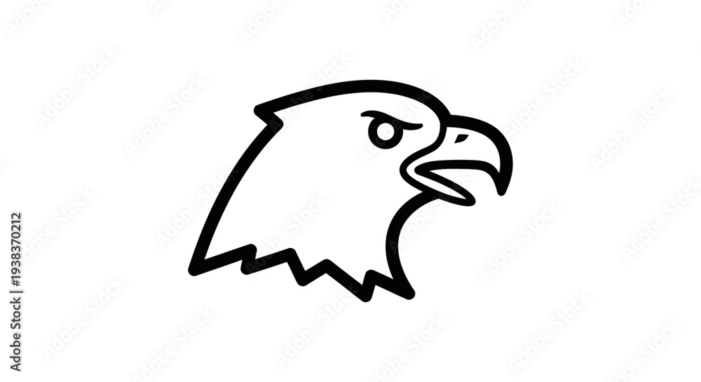 Fototapeta premium Simple Black Line Drawing of Eagle Head.
