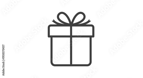Simple black line gift box icon.