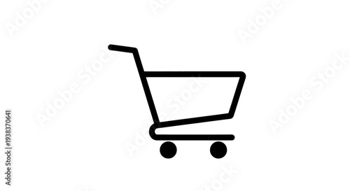 Simple Black Shopping Cart Icon Illustration.