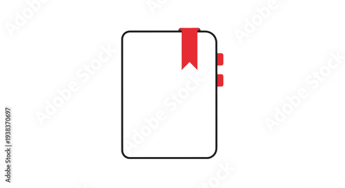 Simple Book Icon with Red Bookmark.
