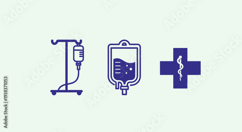 Medical Symbols IV Drip and Cross.
