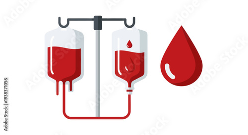 Blood Donation Bags with Red Liquid.