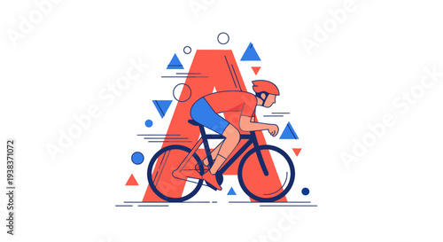 Cyclist Riding Bicycle with Helmet and Shorts.