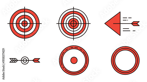 Targets and darts illustration, goal achievement concept, business success symbol, precision aim graphic, strategic planning icon, hitting objectives design