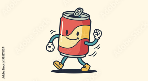 Cartoon Soda Can Character Running.