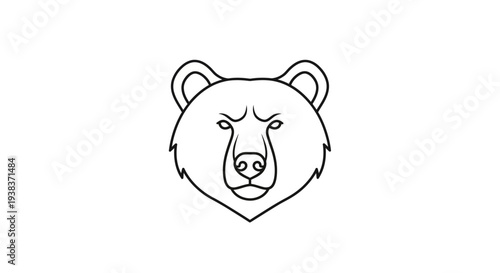 Simple Line Drawing of a Bear Face.