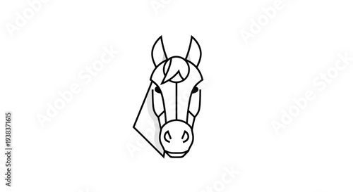 Simple Line Drawing of a Horse Head.