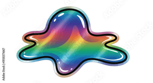 Iridescent Holographic Blob with Rainbow Colors.
