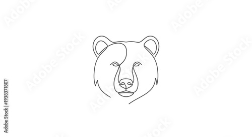 Simple Line Drawing of Bear Head.