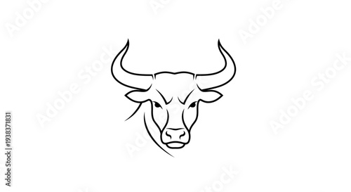 Simple Line Drawing of Bull Head.
