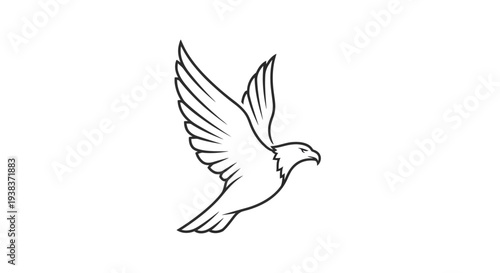 Simple Line Drawing of Dove in Flight.