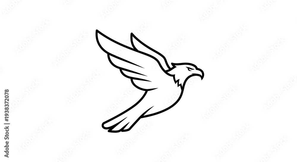 Fototapeta premium Simple Line Drawing of Eagle in Flight.