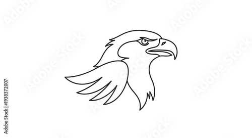 Simple Line Drawing of Eagle Head.