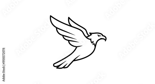 Simple Line Drawing of Eagle in Flight.