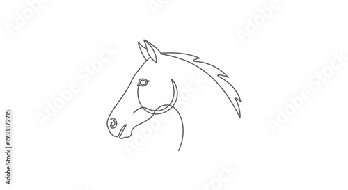 Simple Line Drawing of Horse Head Profile.