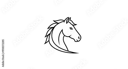 Simple Line Drawing of Horse Head Profile.