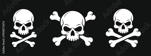 Skull and bones illustration, danger sign symbol