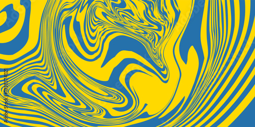 Blue and yellow paint marble effect background. Abstract fluid background in Ukrain flag colors.