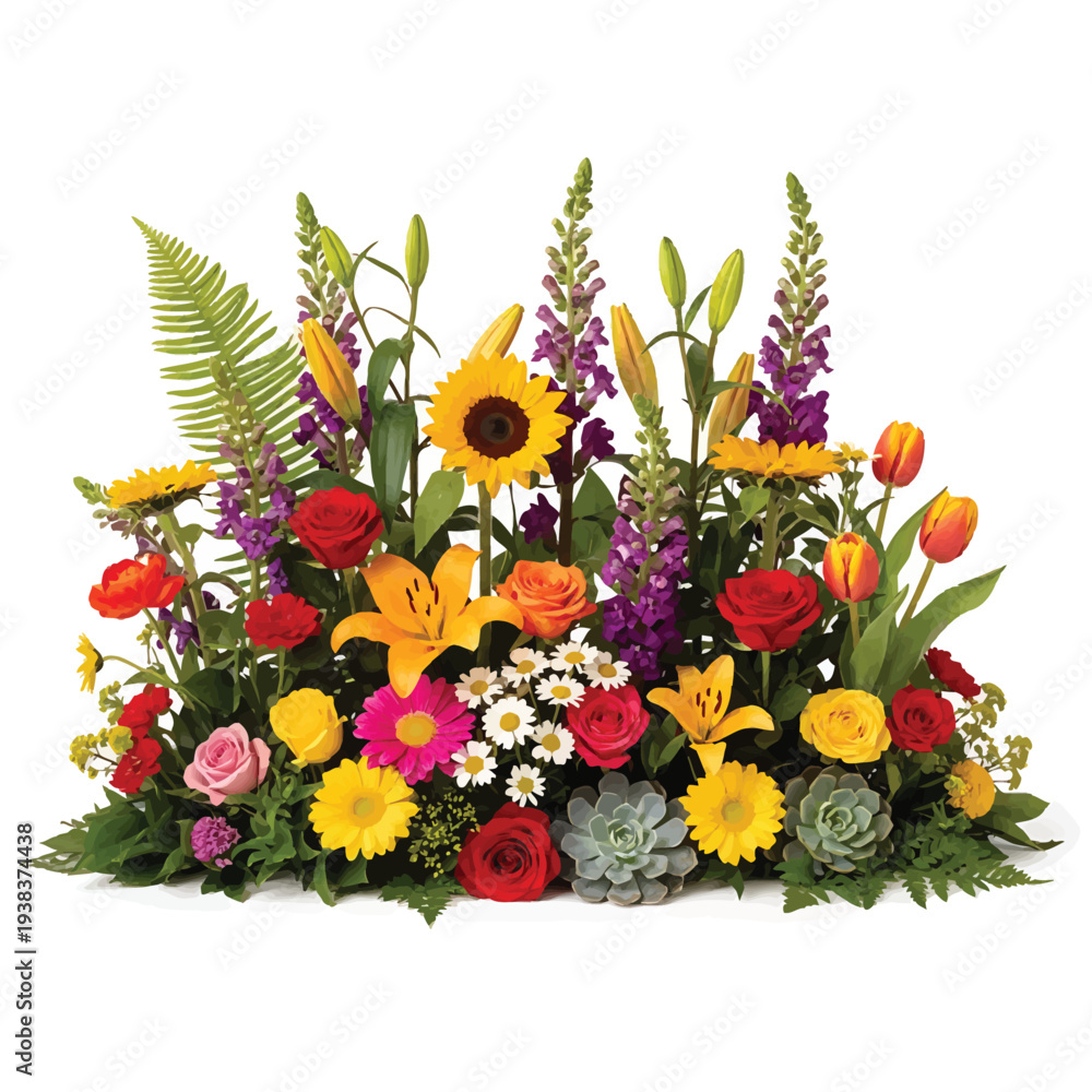 Obraz premium Colorful Flower Arrangement with Sunflower on White Background
