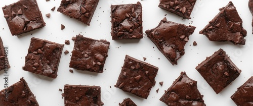 Baked brownie pieces spaced...