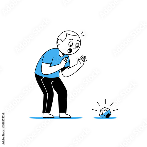 Surprised Man Discovers Shining Crystal Gemstone