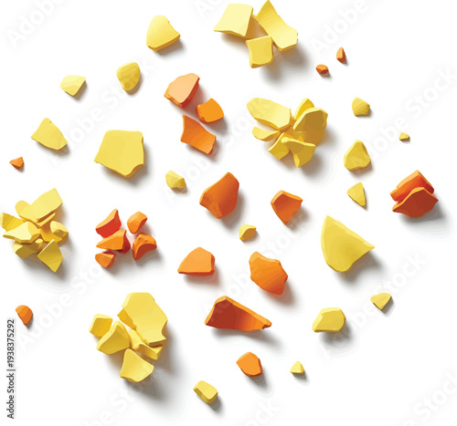 Yellow and Orange Puzzle Pieces on White Background