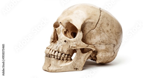 Artistic sepia human skull ...